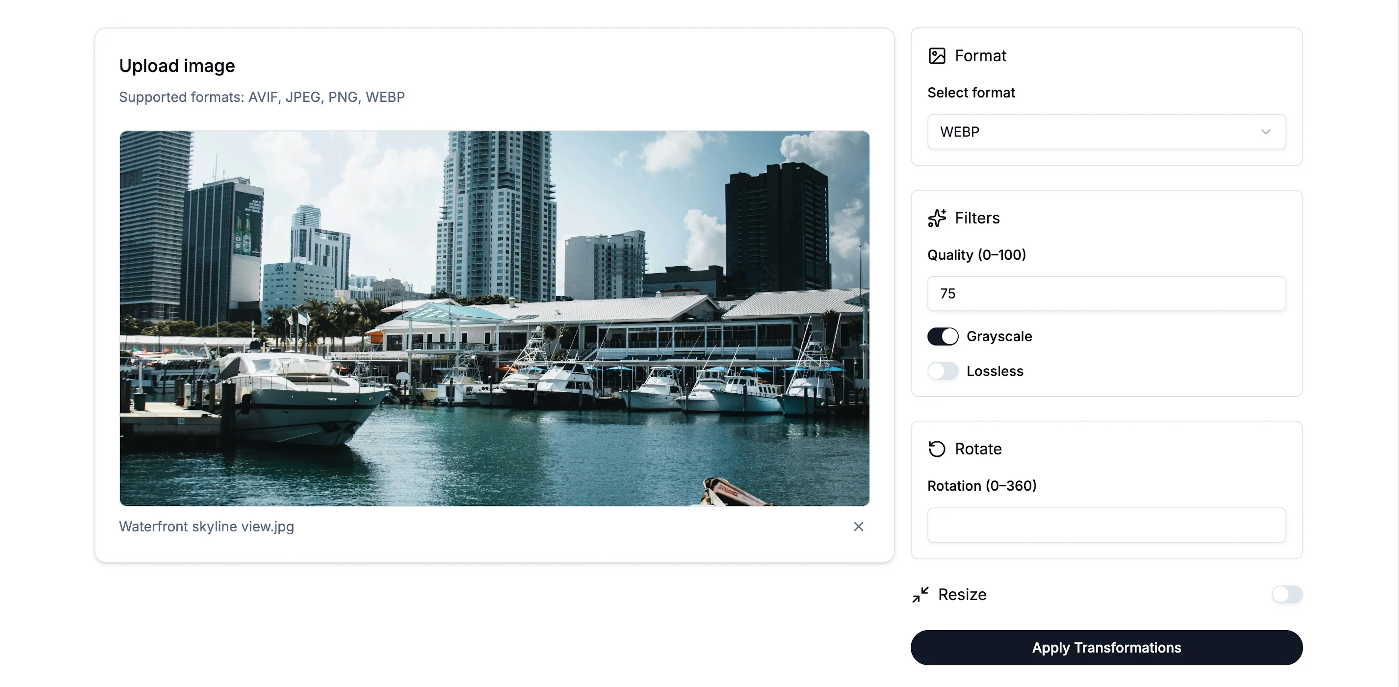 Landing page preview